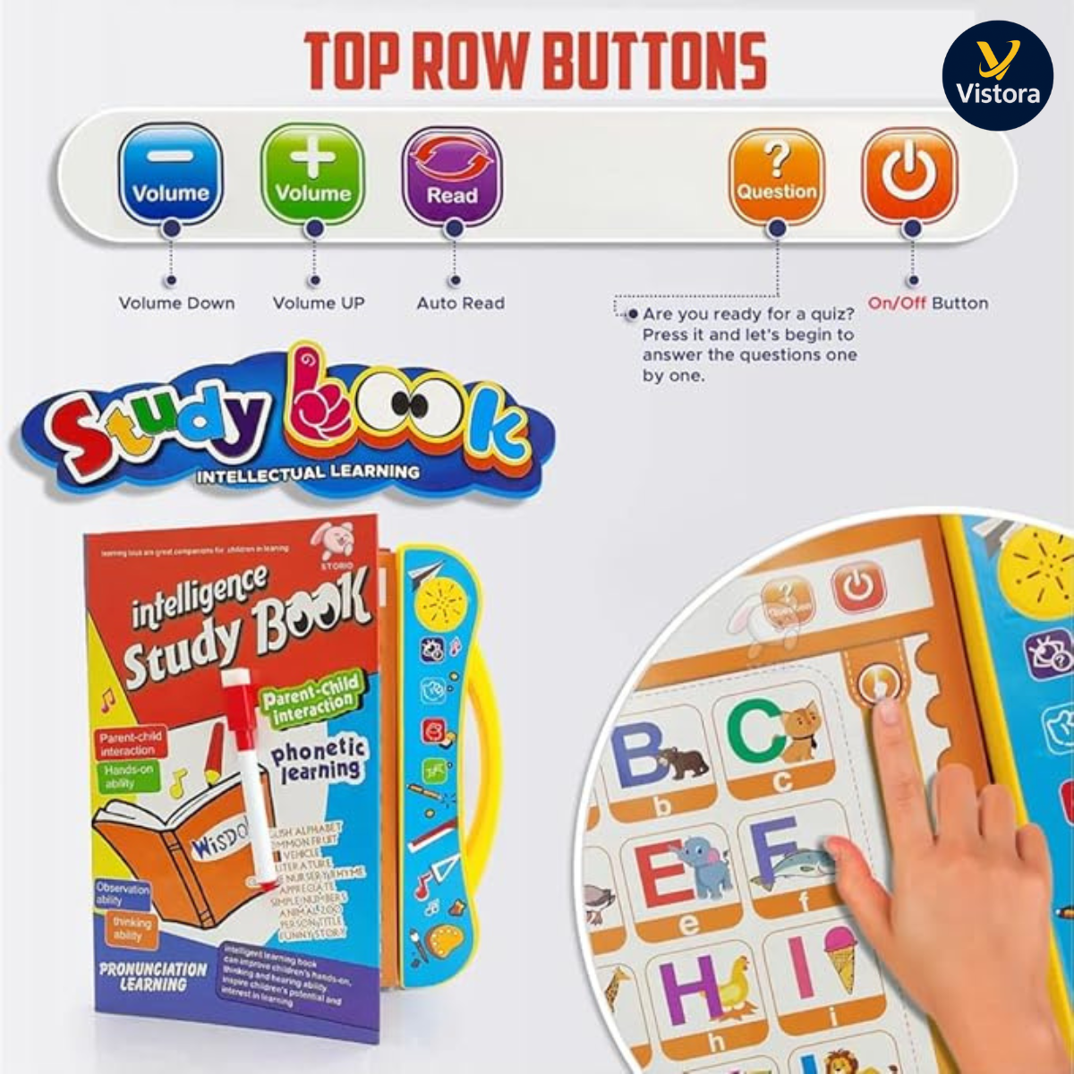 Urbanoro Interactive English Learning Book for Kids – Letters, Words, Rhymes & Sounds