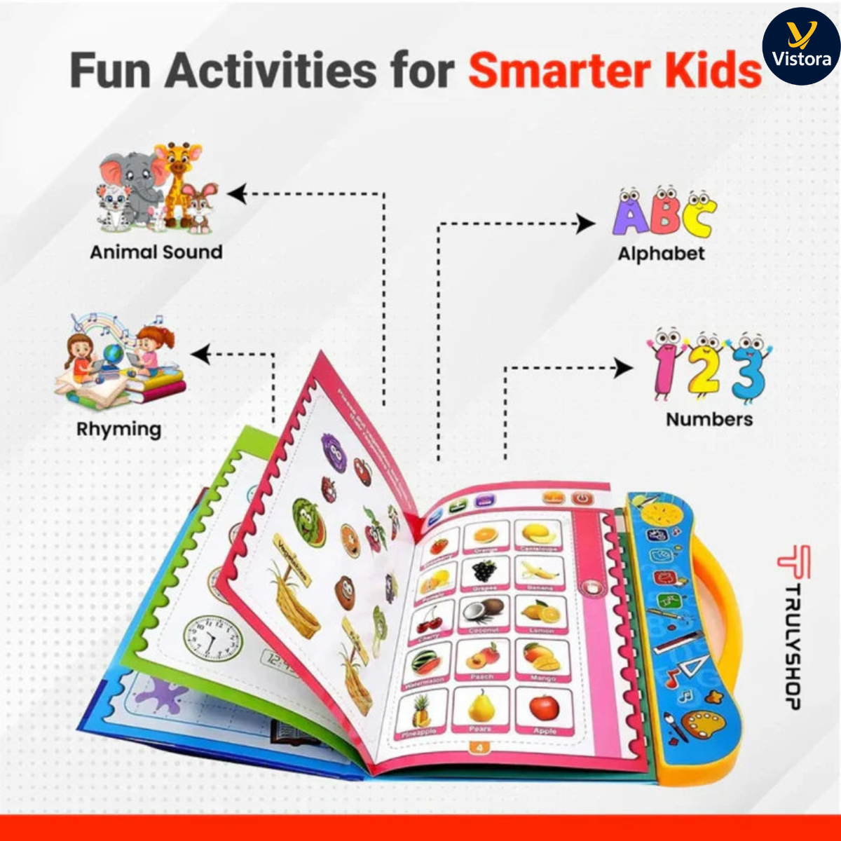 Urbanoro Interactive English Learning Book for Kids – Letters, Words, Rhymes & Sounds