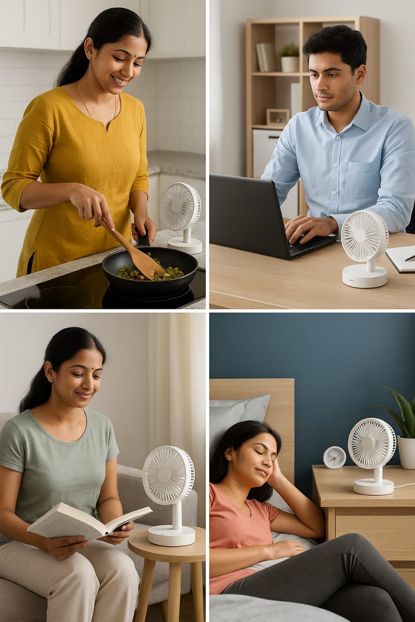 Adjustable Height Telescopic Rechargeable Standing Fan Rechargeable Pedestal Fan